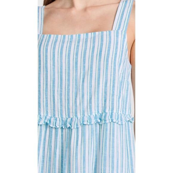NWT Rails Sandy Dress Linen Blend Striped Ruffle Mini in Laguna Stripe, Small - Picture 10 of 16